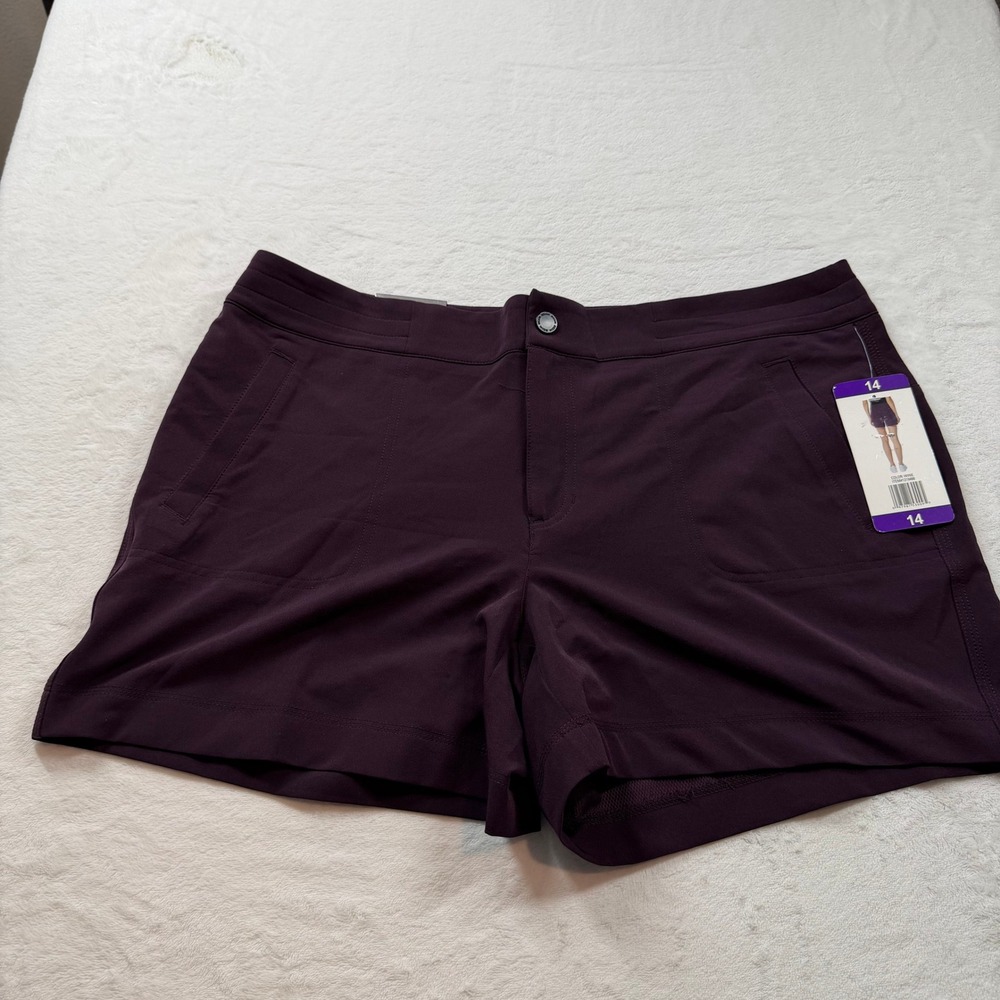 32 Degrees Performance Shorts Womens 14 Wine New Stretch Hiking Activewear
